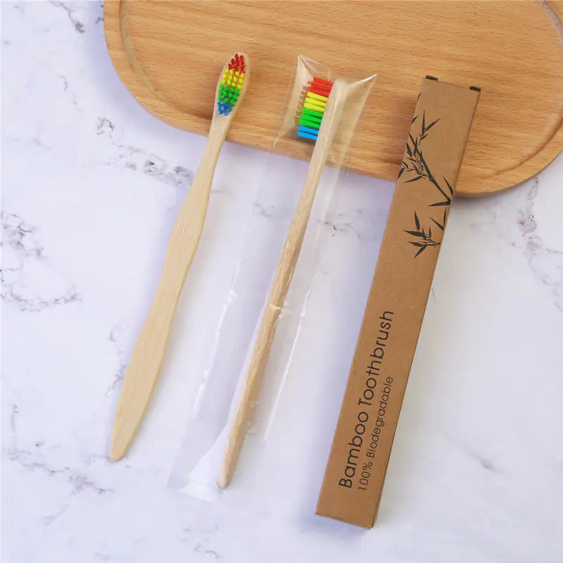 Rainbow Color Bamboo Charcoal Soft Adult Toothbrush