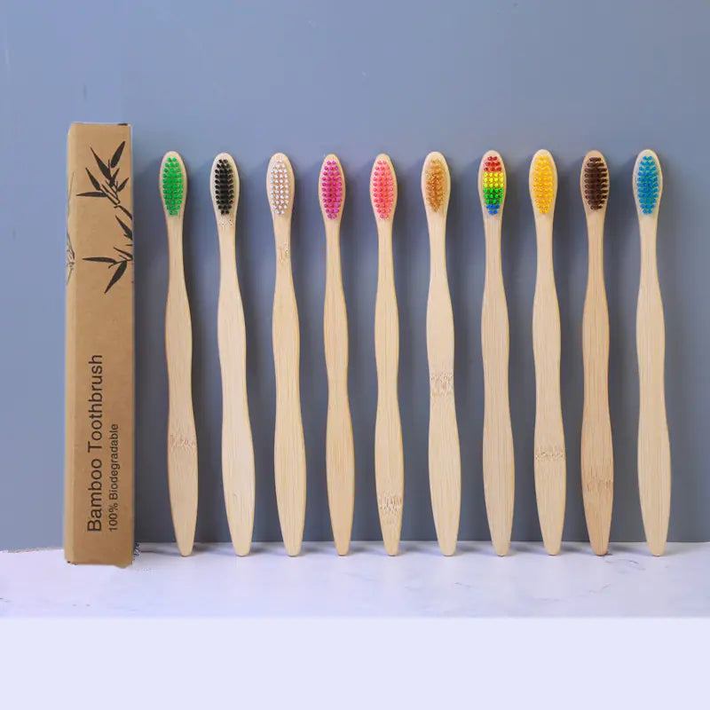 Rainbow Color Bamboo Charcoal Soft Adult Toothbrush